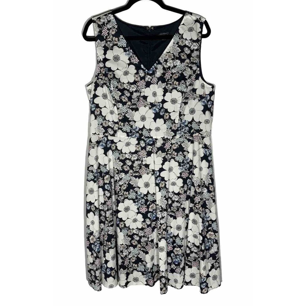 Ann Taylor Dress 16 Floral Cotton Poplin Lined Cottage Wedding Shower Modest Tea